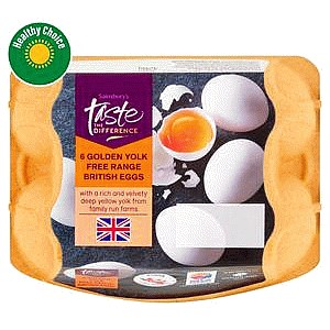 Sainsbury's Golden Yolk Free Range British Eggs Taste the Difference (6 x 328g)