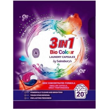 Sainsbury's 3 in 1 Bio Colour Laundry Capsules 20 Washes