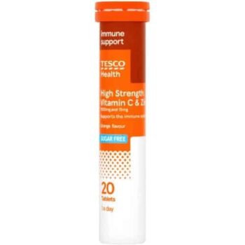 Tesco Health Effervescent Vitamin C Plus Zinc Tablets Orange Flavour (20)