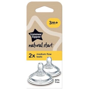 Tommee Tippee Closer to Nature Medium-Flow Teats Anti-Colic Valve Soft Silicone 3m+ (2)