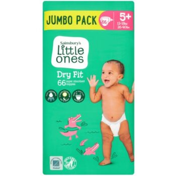 Sainsbury's Little Ones Dry Fit Size 5+ Jumbo 66 Nappies