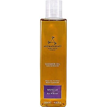 Aromatherapy Associates De-Stress Muscle Shower Oil Rosemary Ginger and Black Pepper Essential Oils Oil-to-Milk Formula for Hydration and Tension Relief (250ml)