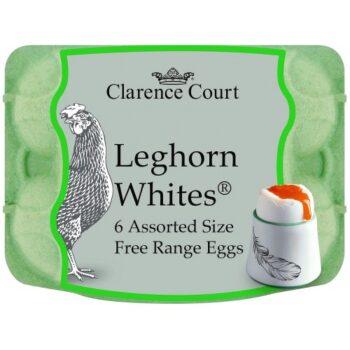 Clarence Court Leghorn Whites 6 Free Range Mixed Sized Eggs (6)