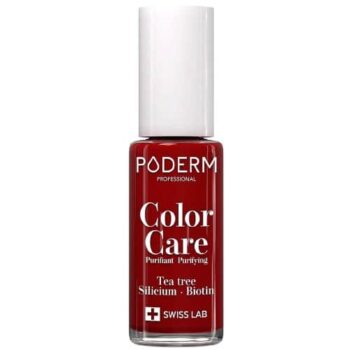 Poderm Color Care Repairing Nail Polish Red Allure Permeable To Serums Uv Protect Tea Tree And Silicium (8ml)