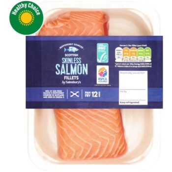 Sainsbury's 2 Skinless Scottish Salmon Fillets (220g)