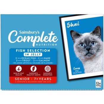Sainsbury's Senior Complete Nutrition Selection 7+ Years Fish in Jelly (12 x 100g)