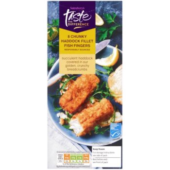 Sainsbury's Taste the Difference 8 Chunky Haddock Fillet Fish Fingers (480g)