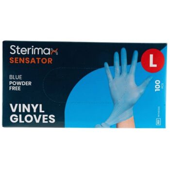 Sterimax Sensator Blue Powder Free Vinyl Gloves Large (100Pack)