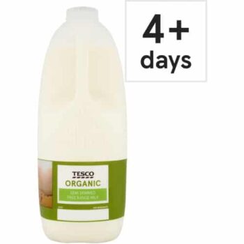 Tesco Organic British Semi Skimmed Milk (2.272l, 4pts)