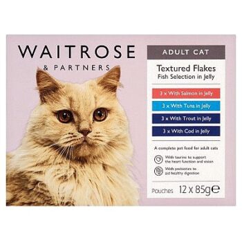 Waitrose Textured Flakes Fish Selection in Jelly Cat Food (12 x 85g)