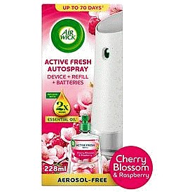Air Wick Cherry Blossom & Raspberry Aerosol-Free Automatic Spray Kit. Lasts up to 70 days. (19ml)