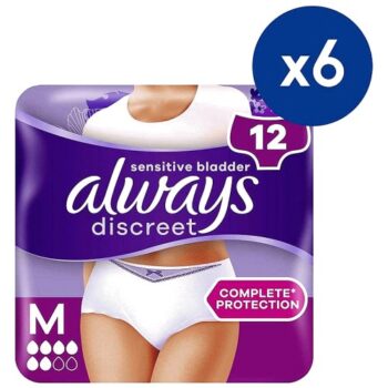 Always Discreet for Sensitive Bladder Pants (5 Drop) Medium 72 Pants (6Pack bundle)