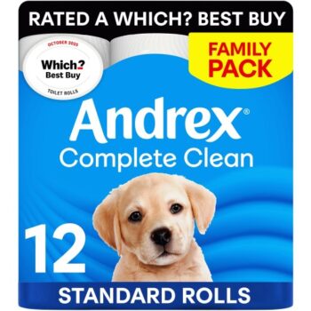 Andrex Complete Clean Toilet Tissue Standard 12 Rolls