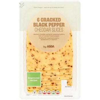 ASDA 6 Cracked Black Pepper Cheddar Slices (180g)