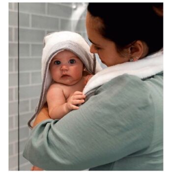 Babymoov Doomoo Dry N Play Large Baby Hooded Bath Towel Organic Cotton With Teether