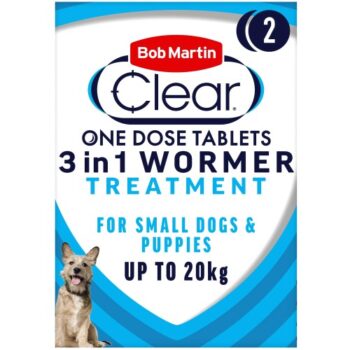 Bob Martin Clear 3 in 1 Wormer Tablets for Dogs Tablets Pack (2 x 50mg)