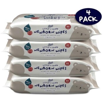 Boots Little + Loved Newborn Baby Wipes Pack 240 (4)
