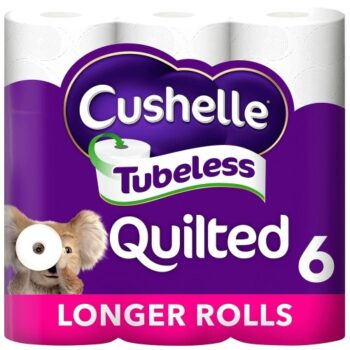 Cushelle Quilted Tubeless Toilet Tissue 6 Rolls = 9 Rolls