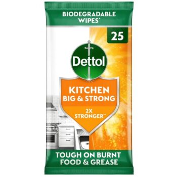 Dettol Big & Strong Antibacterial Biodegradable Kitchen Cleaning Wipes (25)
