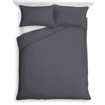F&F Home Bedding 100% Cotton Oxford Edge Duvet Set Grey Double