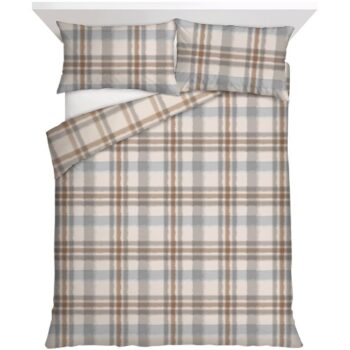 F&F Home Bedding Brushed Natural Check Duvet Set Double