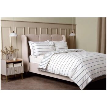 F&F Home Blue Stripe Cotton Cooling Duvet Set Double