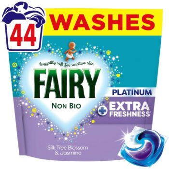Fairy Non Bio Platinum Washing Pods Silk Tree Blossom & Jasmine 44 Washes 1003.2g
