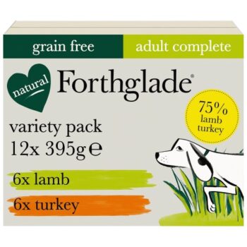 Forthglade Natural Grain-Free Wet Dog Food Variety Pack Lamb & Turkey (12 x 395g)