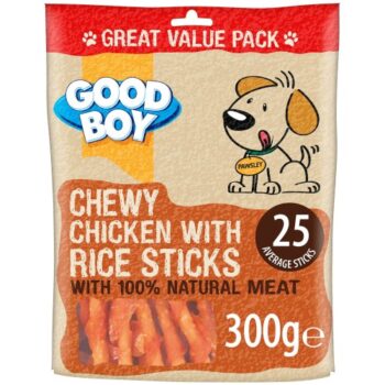 Good Boy Chewy Chicken & Rice Sticks Dog Treats (300g)