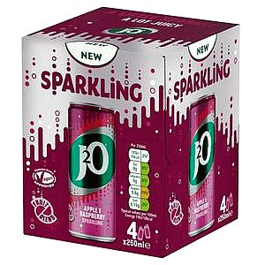 J2O Sparkling Apple & Raspberry Soft Drink Cans (4 x 250ml)