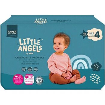 LITTLE ANGELS by ASDA Little Angels Comfort & Protect Size 4 9-14kg 48 Nappies