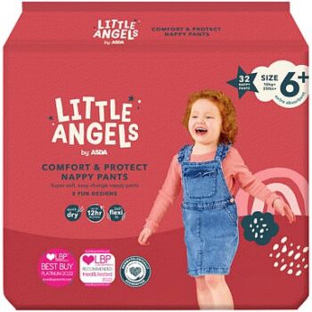 LITTLE ANGELS by ASDA Little Angels Comfort & Protect Size 6+ 16kg+ 32 Nappy Pants