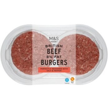 M&S Grill 2 Beef Burgers 3% Fat (300g)