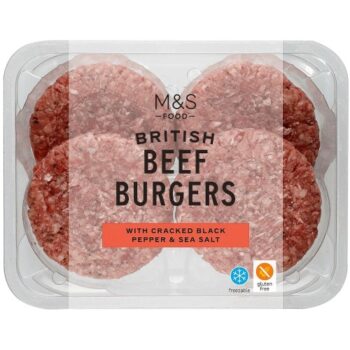 M&S Grill 4 Beef Burgers (454g)