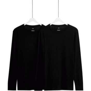 M&S Mens Light Thermal Long Sleeve Top L Black