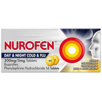Nurofen Cold & Flu Day & Night Relief Tablets 16 Pack (16 x 200mg, 5mg)