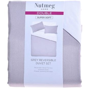 Nutmeg Home Soft Touch White Grey Duvet Set Double