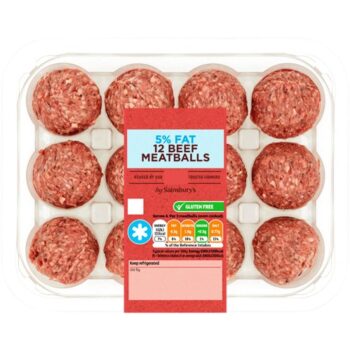Sainsbury's British or Irish 5% Fat 12 Beef Meatballs (350g)