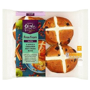 Sainsbury's Free From 4 Apple & Cinnamon Hot Cross Buns Taste the Difference (240g)