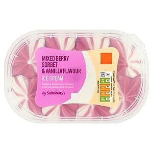 Sainsbury's Mixed Berry Sorbet & Vanilla Flavour Ice Cream (900ml)
