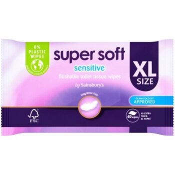 Sainsbury's Super Soft Sensitive Flushable Toilet Tissue Wipes (40)