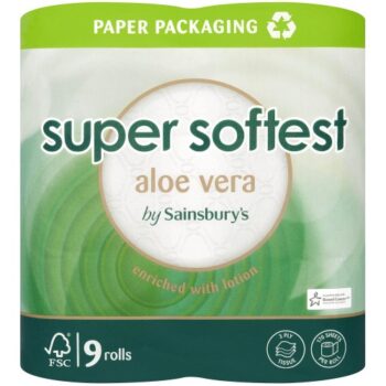 Sainsbury's Super Soft Toilet Tissue Aloe Vera Rolls (9)