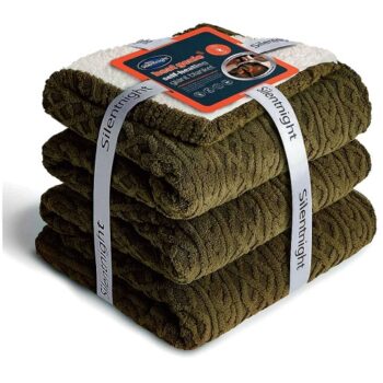 Silentnight Heat Genie Blanket 180x240Cm Green Cable Knit