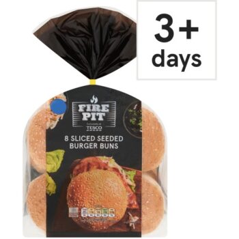Tesco Fire Pit 8 Sliced Seeded Burger Buns