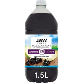 Tesco Quadruple Strength Apple & Blackcurrant Squash No Added Sugar (1.5 Litre)