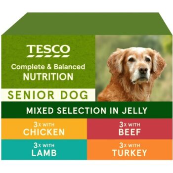 Tesco Senior Dog Mixed Selection in Jelly Pouches (12 x 100g)