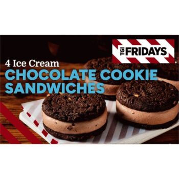 TGI Fridays 4 Ice Cream Chocolate Cookie Sandwiches