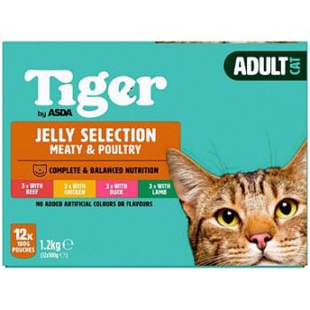 Tiger by ASDA Tiger Jelly Selection Meaty & Poultry (1.2kg) (12 x 100g)