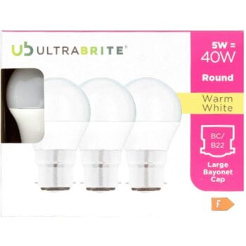 Ultrabrite Warm White Bayonet Light Bulbs (3Pack) (40w)