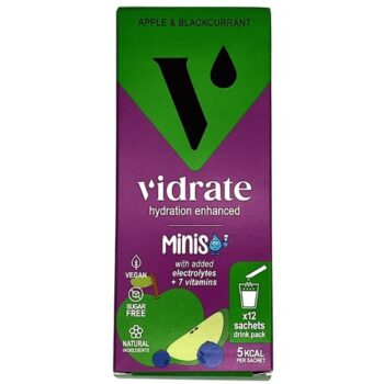 Vidrate Natural Electrolyte Hydration Minis Apple & Blackcurrant Flavour Sugar-Free Sachets (12 x 3g)